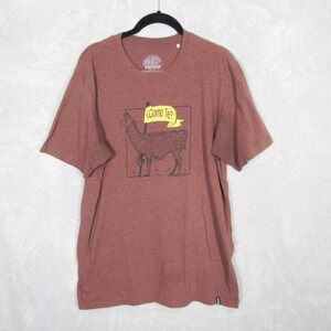 prAna Mens Llama Graphic T-Shirt Large Como Te Llama Heathered Rust Brown